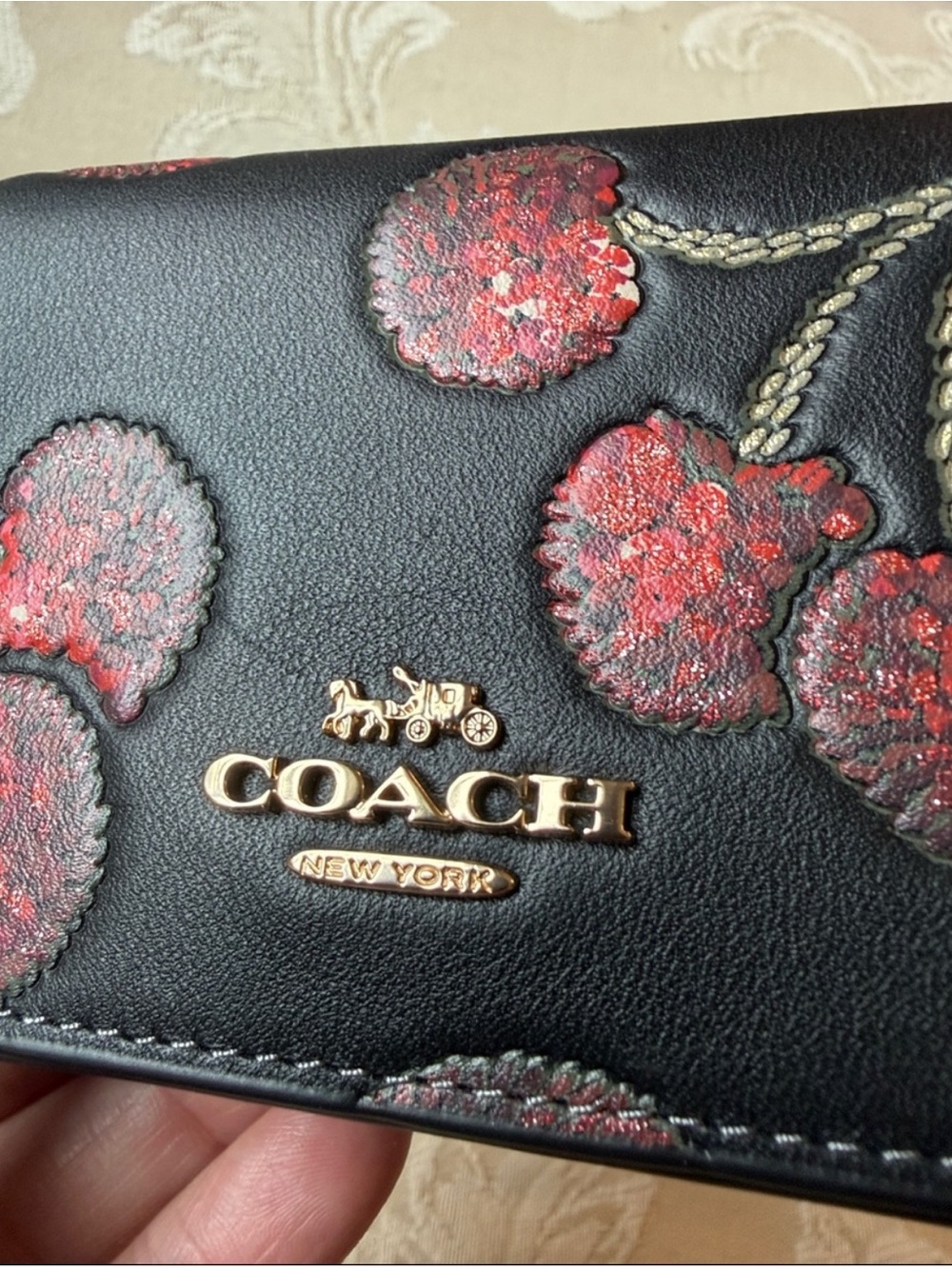 Coach Black Crossbody Bag with Red Sequin Cherry Motif - Picture 2 of 6